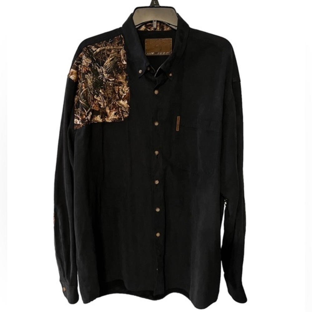 Clearwater‎ Camo Shirt Size  XXL Long Sleeve Button Down Black See Description